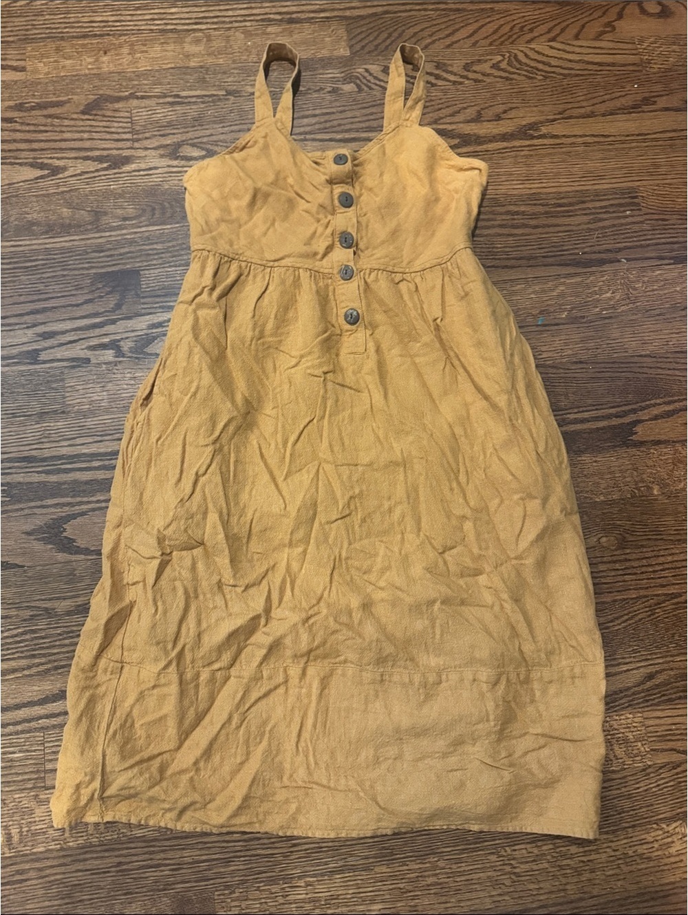 Universal Thread Mustard Smocked Sundress with Adjustable Button Straps Size S